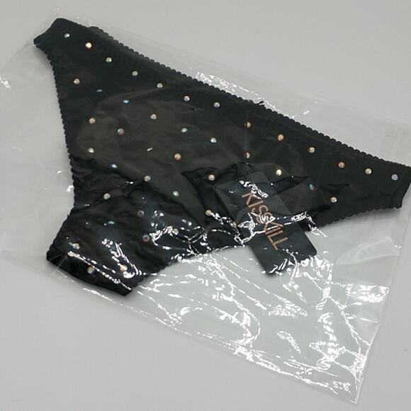 NWT KISSKILL Black Velvet Sparkle Panty with Crystals size Small - Picture 4 of 6